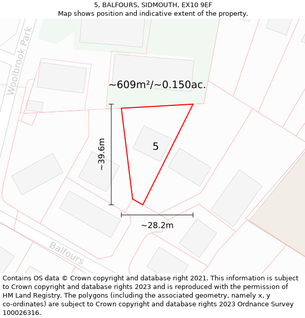 5, BALFOURS, SIDMOUTH, EX10 9EF: Plot and title map