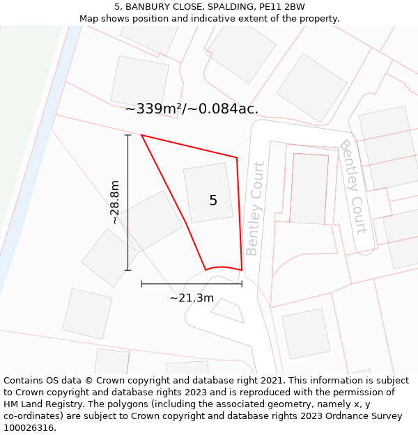 5, BANBURY CLOSE, SPALDING, PE11 2BW: Plot and title map