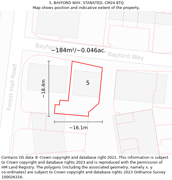 5, BAYFORD WAY, STANSTED, CM24 8TQ: Plot and title map