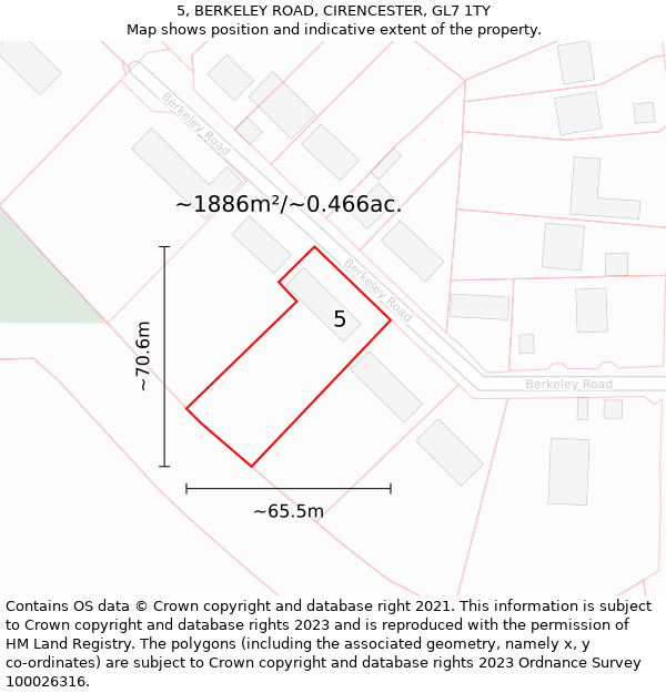 5, BERKELEY ROAD, CIRENCESTER, GL7 1TY: Plot and title map