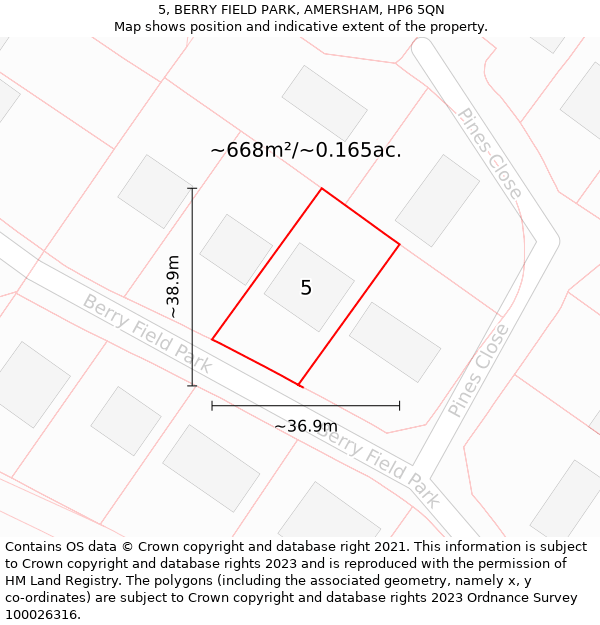 5, BERRY FIELD PARK, AMERSHAM, HP6 5QN: Plot and title map