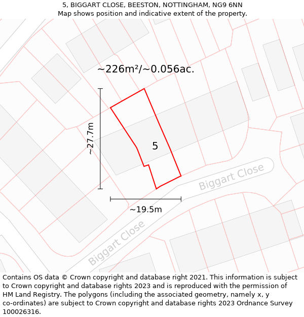 5, BIGGART CLOSE, BEESTON, NOTTINGHAM, NG9 6NN: Plot and title map