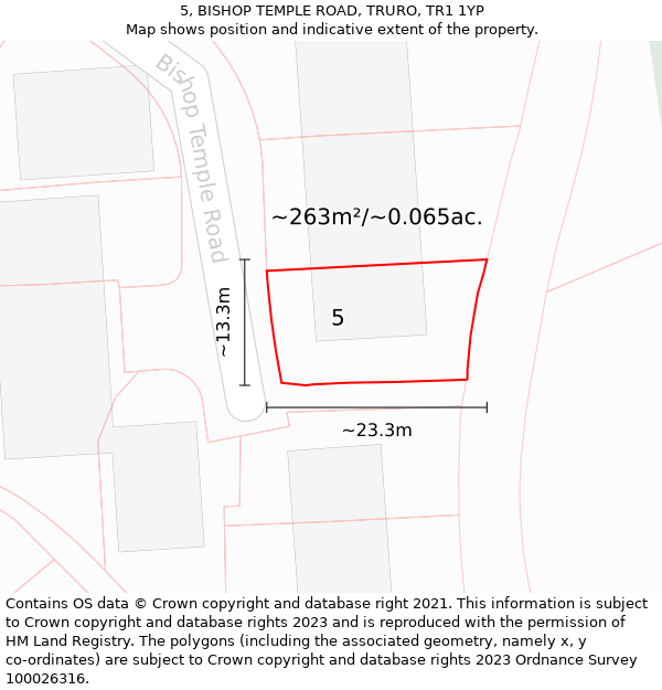 5, BISHOP TEMPLE ROAD, TRURO, TR1 1YP: Plot and title map