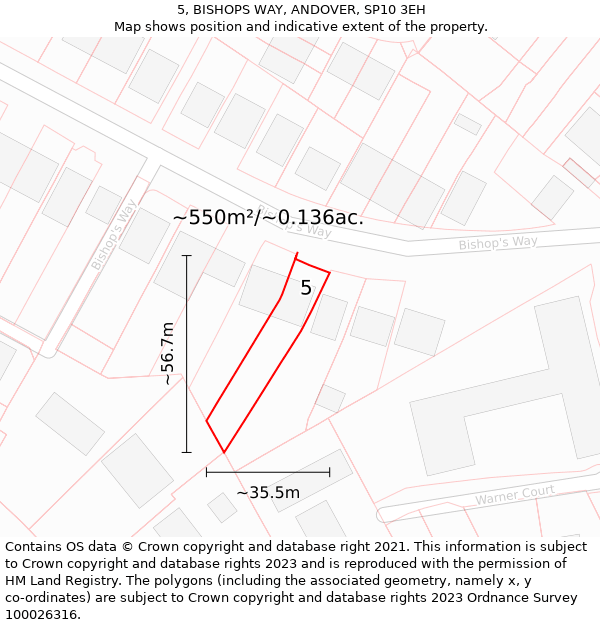 5, BISHOPS WAY, ANDOVER, SP10 3EH: Plot and title map