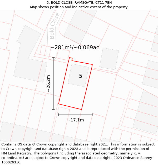 5, BOLD CLOSE, RAMSGATE, CT11 7EN: Plot and title map