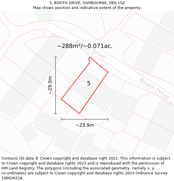 5, BOOTH DRIVE, ASHBOURNE, DE6 1SZ: Plot and title map