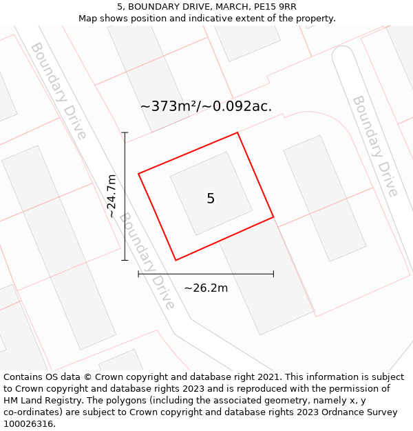 5, BOUNDARY DRIVE, MARCH, PE15 9RR: Plot and title map
