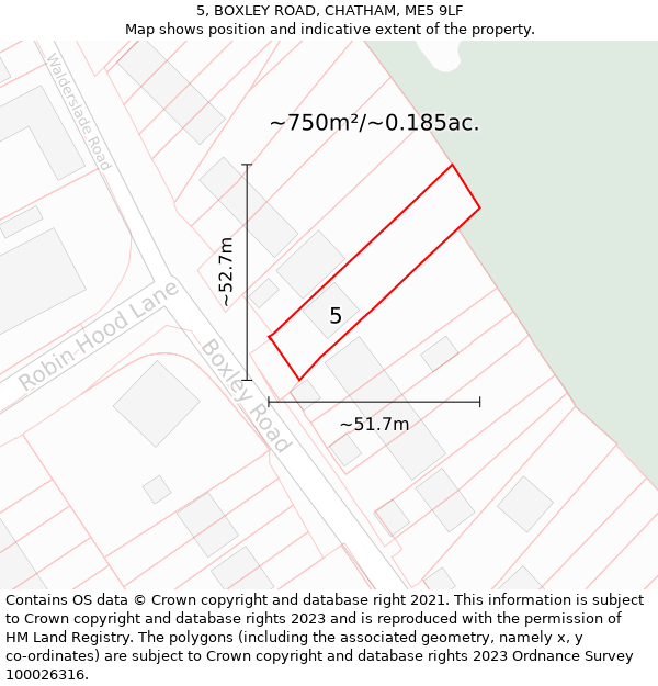 5, BOXLEY ROAD, CHATHAM, ME5 9LF: Plot and title map