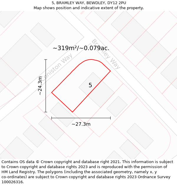 5, BRAMLEY WAY, BEWDLEY, DY12 2PU: Plot and title map