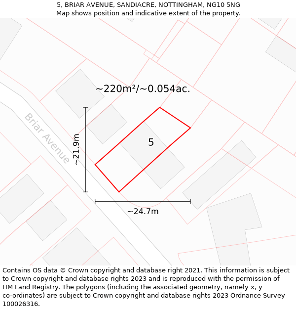 5, BRIAR AVENUE, SANDIACRE, NOTTINGHAM, NG10 5NG: Plot and title map