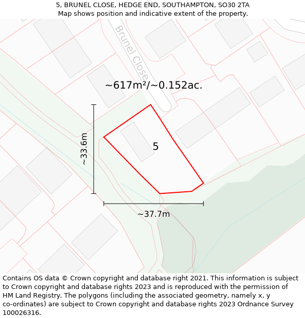 5, BRUNEL CLOSE, HEDGE END, SOUTHAMPTON, SO30 2TA: Plot and title map