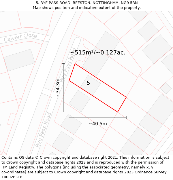 5, BYE PASS ROAD, BEESTON, NOTTINGHAM, NG9 5BN: Plot and title map