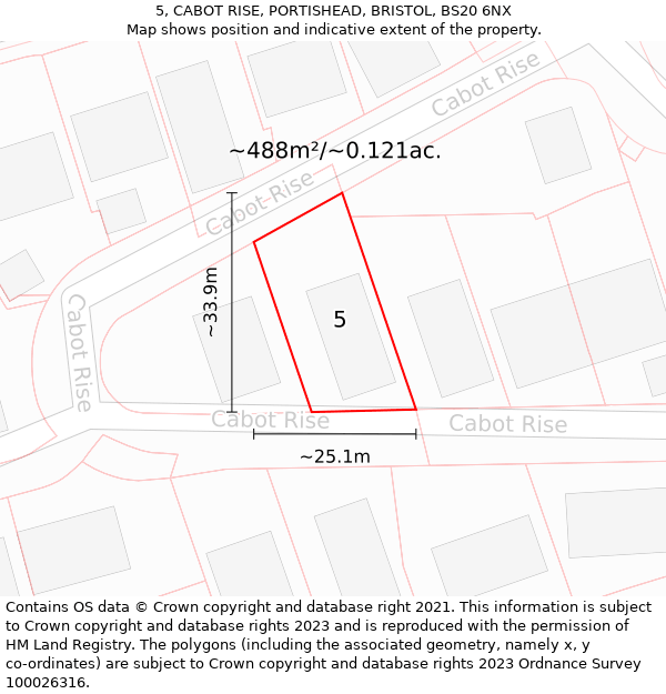 5, CABOT RISE, PORTISHEAD, BRISTOL, BS20 6NX: Plot and title map