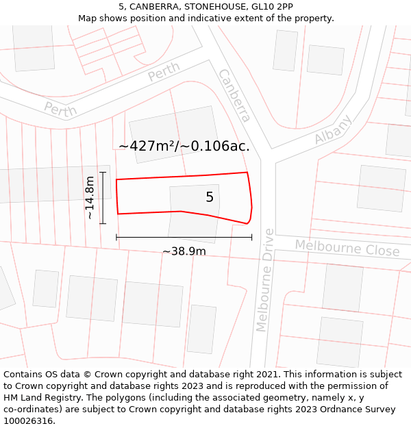 5, CANBERRA, STONEHOUSE, GL10 2PP: Plot and title map