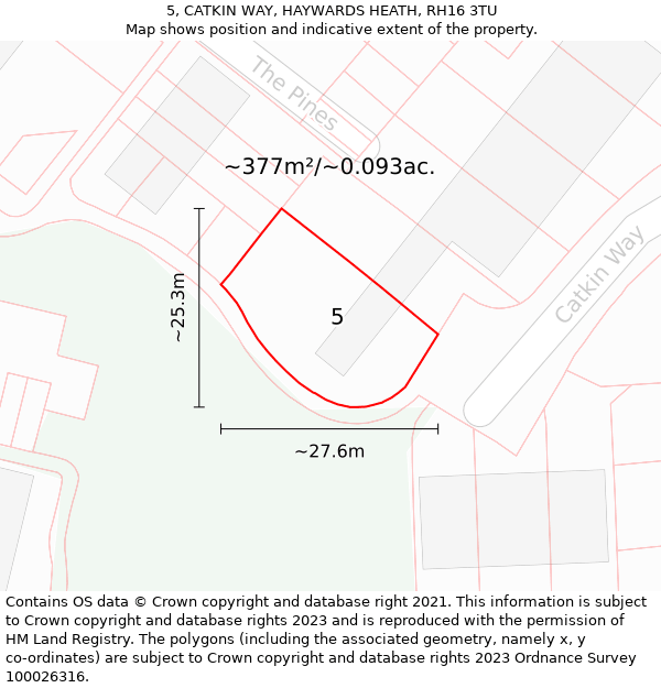 5, CATKIN WAY, HAYWARDS HEATH, RH16 3TU: Plot and title map