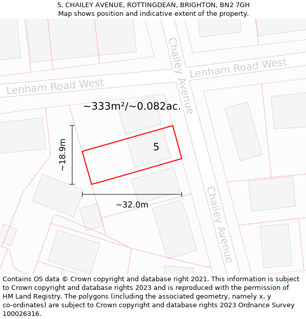 5, CHAILEY AVENUE, ROTTINGDEAN, BRIGHTON, BN2 7GH: Plot and title map