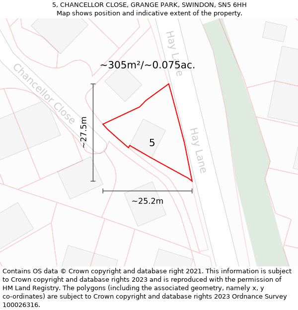 5, CHANCELLOR CLOSE, GRANGE PARK, SWINDON, SN5 6HH: Plot and title map