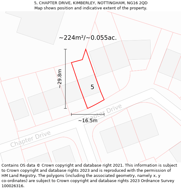 5, CHAPTER DRIVE, KIMBERLEY, NOTTINGHAM, NG16 2QD: Plot and title map