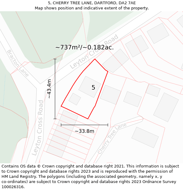 5, CHERRY TREE LANE, DARTFORD, DA2 7AE: Plot and title map