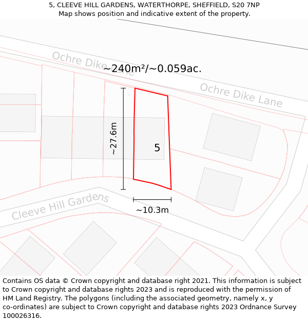 5, CLEEVE HILL GARDENS, WATERTHORPE, SHEFFIELD, S20 7NP: Plot and title map