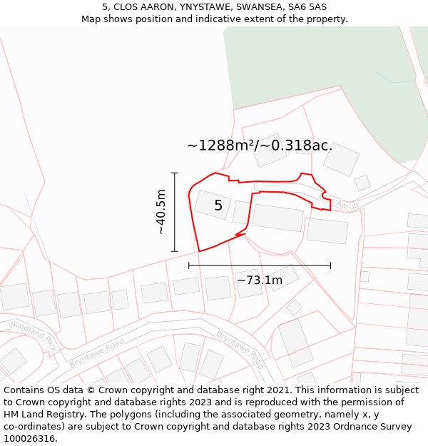 5, CLOS AARON, YNYSTAWE, SWANSEA, SA6 5AS: Plot and title map