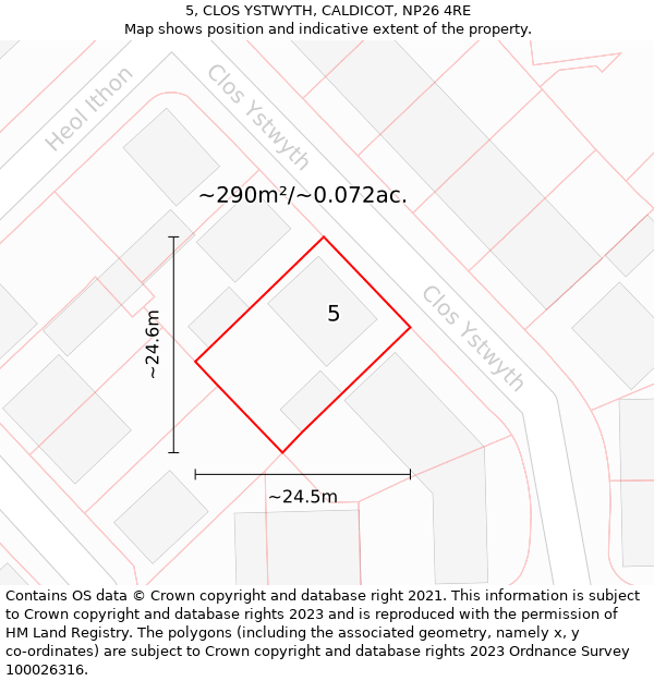 5, CLOS YSTWYTH, CALDICOT, NP26 4RE: Plot and title map