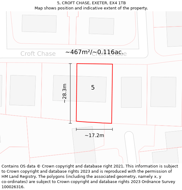 5, CROFT CHASE, EXETER, EX4 1TB: Plot and title map