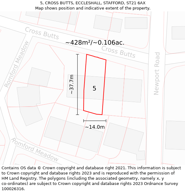 5, CROSS BUTTS, ECCLESHALL, STAFFORD, ST21 6AX: Plot and title map