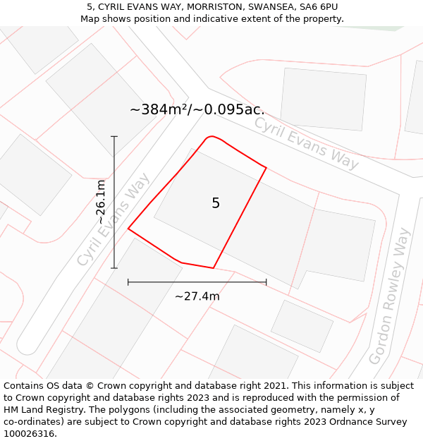 5, CYRIL EVANS WAY, MORRISTON, SWANSEA, SA6 6PU: Plot and title map