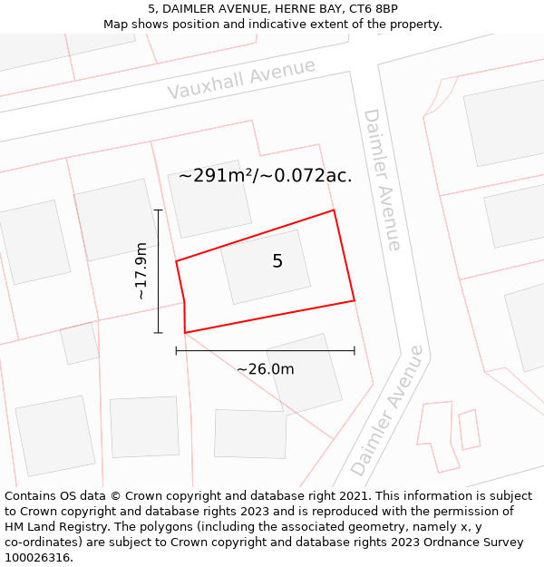 5, DAIMLER AVENUE, HERNE BAY, CT6 8BP: Plot and title map