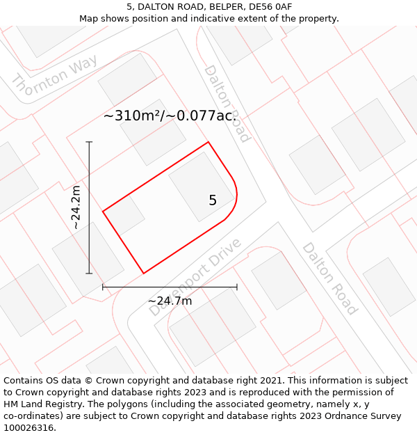 5, DALTON ROAD, BELPER, DE56 0AF: Plot and title map