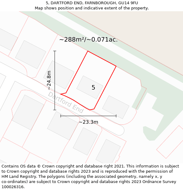 5, DARTFORD END, FARNBOROUGH, GU14 9FU: Plot and title map