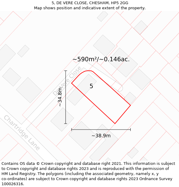 5, DE VERE CLOSE, CHESHAM, HP5 2GG: Plot and title map