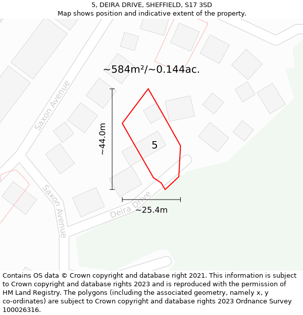 5, DEIRA DRIVE, SHEFFIELD, S17 3SD: Plot and title map