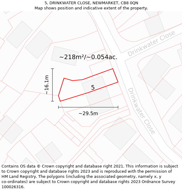 5, DRINKWATER CLOSE, NEWMARKET, CB8 0QN: Plot and title map