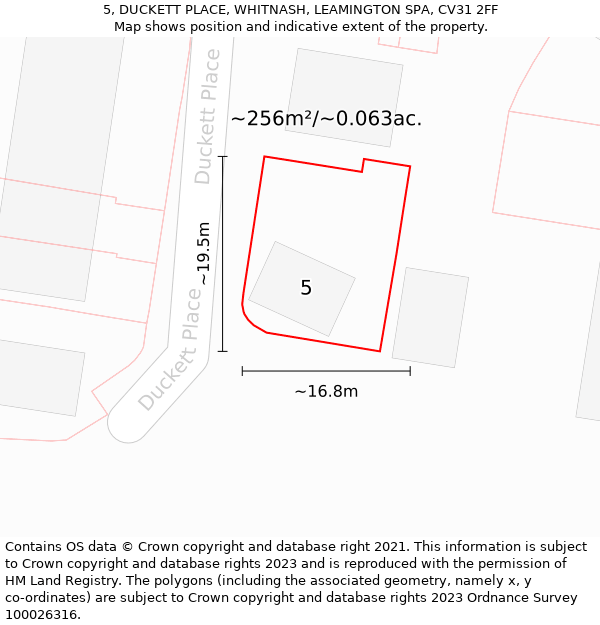 5, DUCKETT PLACE, WHITNASH, LEAMINGTON SPA, CV31 2FF: Plot and title map