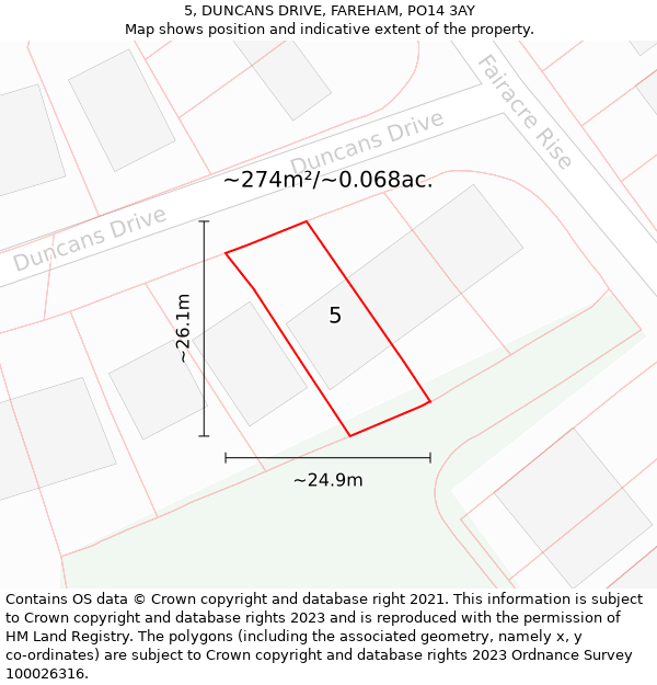 5, DUNCANS DRIVE, FAREHAM, PO14 3AY: Plot and title map