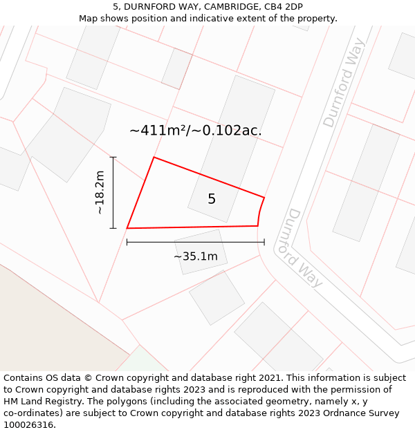 5, DURNFORD WAY, CAMBRIDGE, CB4 2DP: Plot and title map