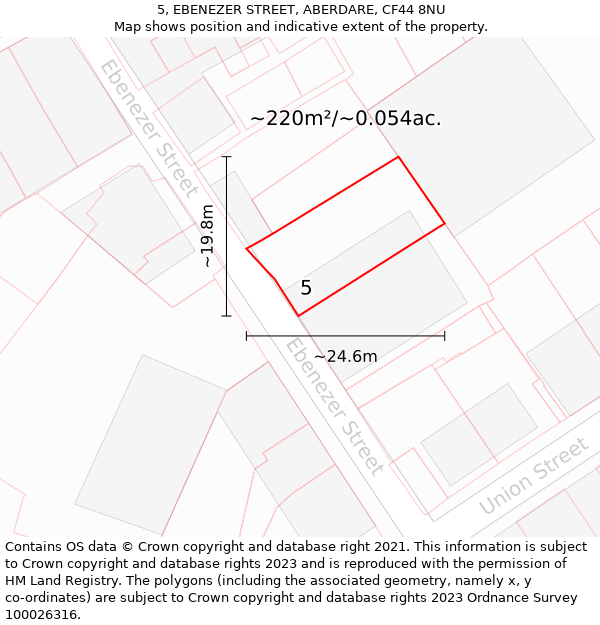 5, EBENEZER STREET, ABERDARE, CF44 8NU: Plot and title map