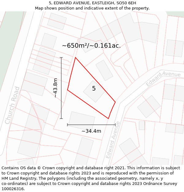 5, EDWARD AVENUE, EASTLEIGH, SO50 6EH: Plot and title map