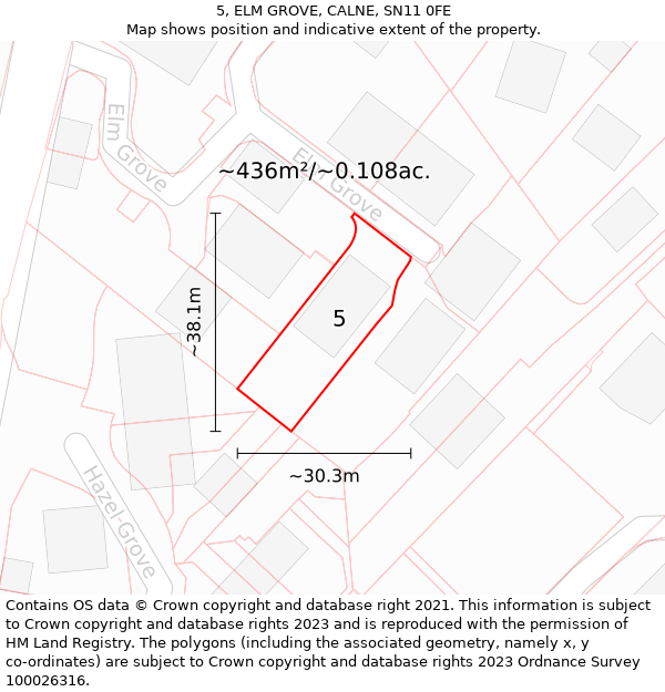 5, ELM GROVE, CALNE, SN11 0FE: Plot and title map