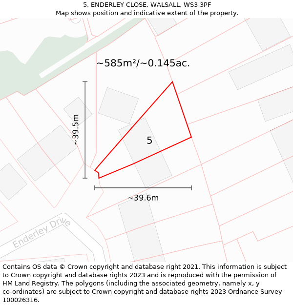 5, ENDERLEY CLOSE, WALSALL, WS3 3PF: Plot and title map