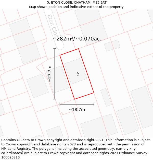 5, ETON CLOSE, CHATHAM, ME5 9AT: Plot and title map