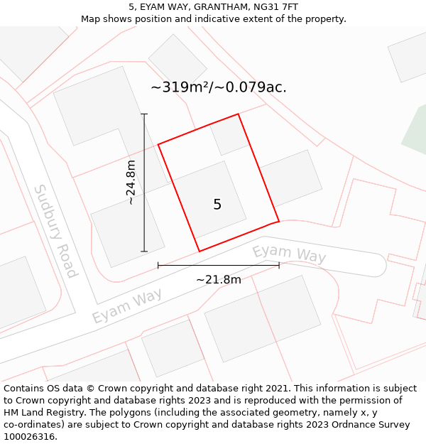 5, EYAM WAY, GRANTHAM, NG31 7FT: Plot and title map