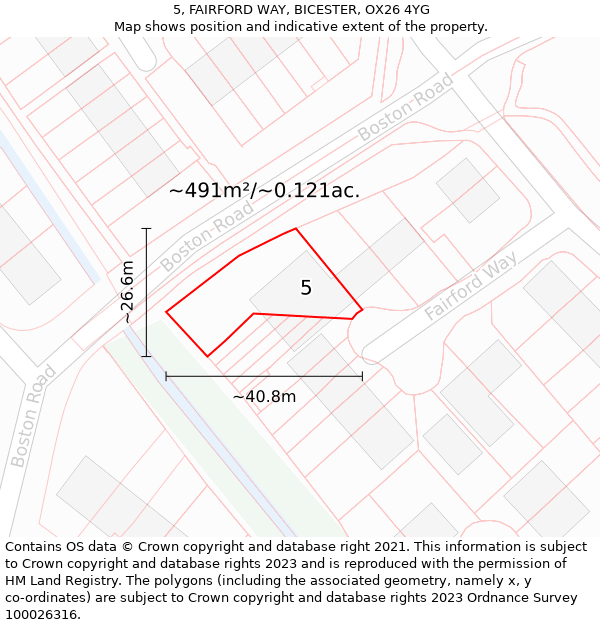 5, FAIRFORD WAY, BICESTER, OX26 4YG: Plot and title map