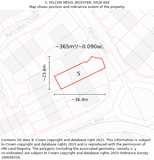 5, FALCON MEAD, BICESTER, OX26 6XE: Plot and title map