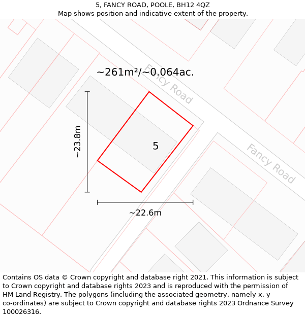 5, FANCY ROAD, POOLE, BH12 4QZ: Plot and title map
