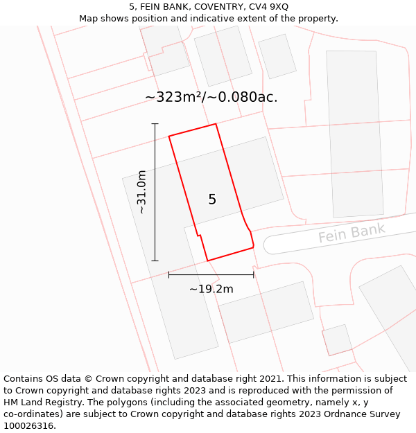 5, FEIN BANK, COVENTRY, CV4 9XQ: Plot and title map