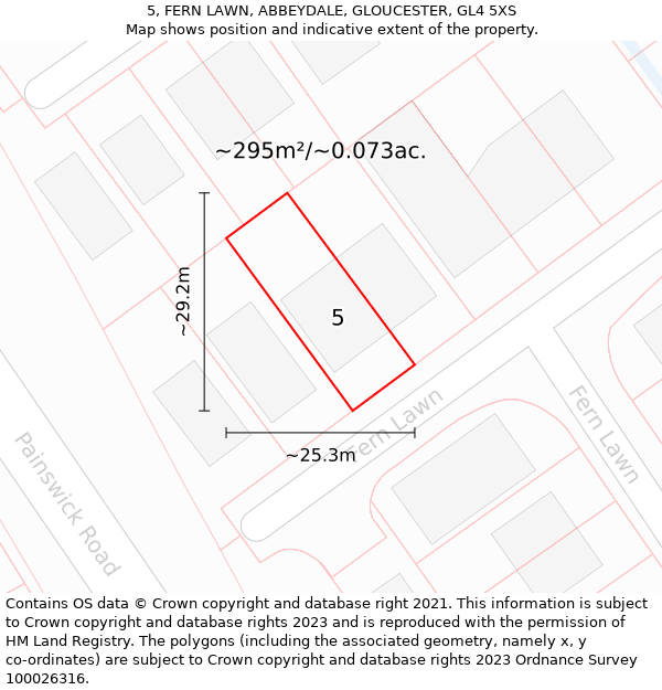 5, FERN LAWN, ABBEYDALE, GLOUCESTER, GL4 5XS: Plot and title map