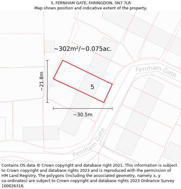 5, FERNHAM GATE, FARINGDON, SN7 7LR: Plot and title map